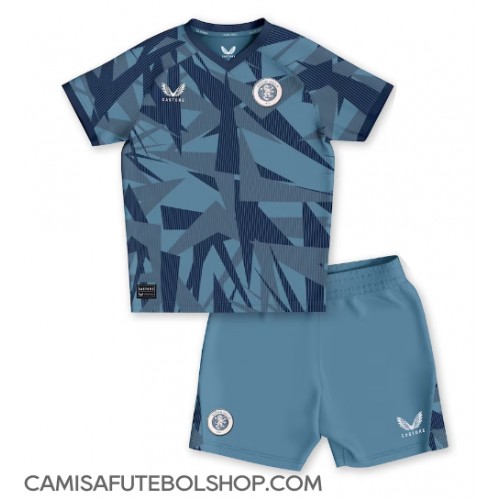 Camisa de time de futebol Aston Villa Replicas 3º Equipamento Infantil 2023-24 Manga Curta (+ Calças curtas)